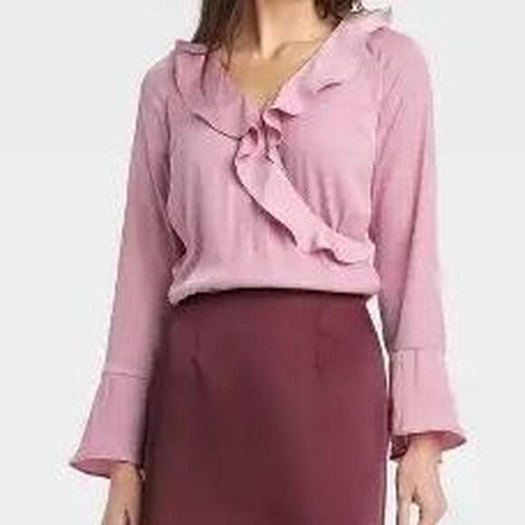 a new day Tops - A New DaySize XXL Pink Ruffle Blouse (NWT)